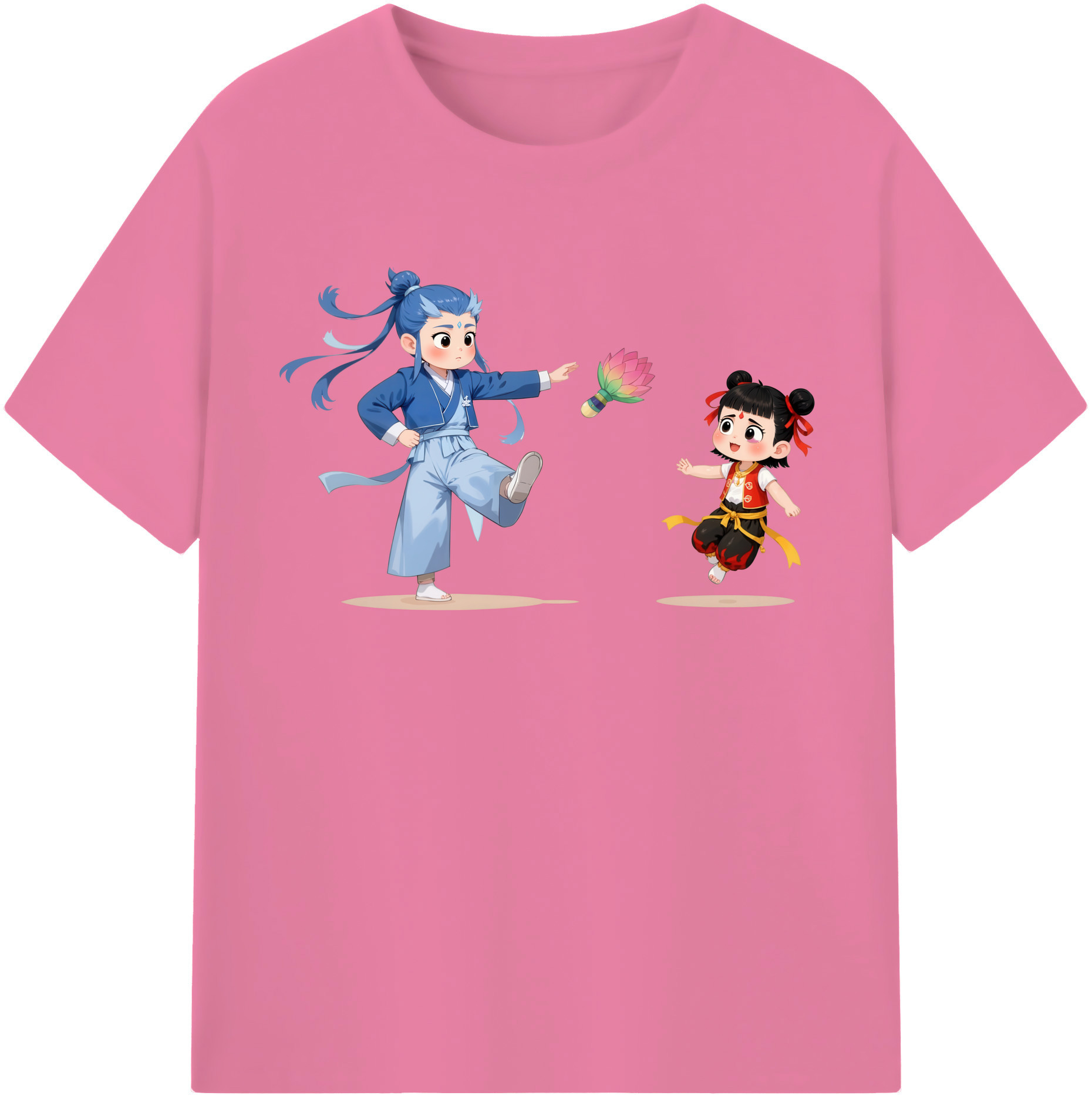 （画像用） Ne Zha 2 ナタ 魔童の大暴れ 綿100％半袖Tシャツ（フロントプリント）
